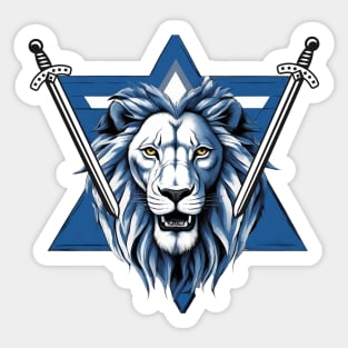 Star of David lion with iron swords Sticker